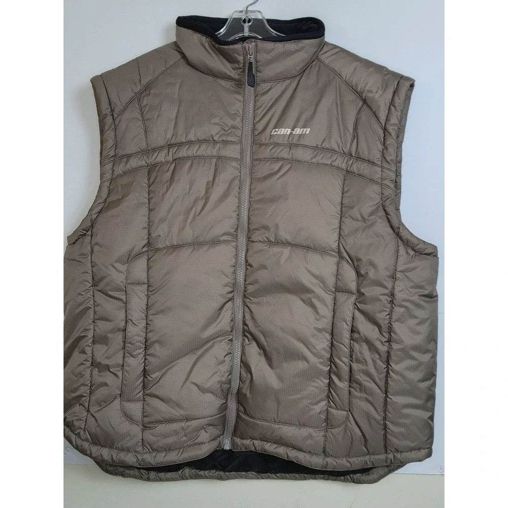 Can-Am BRP Mens Taupe Brown Ripstop Insulated Puffer Vest 286287 2XL New No Tag‎